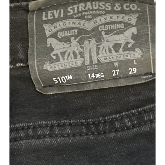 Levi's Boys' 510 Skinny Fit 365 Performance Jeans Size 14 Black Waist 27 Length - Picture 4 of 6